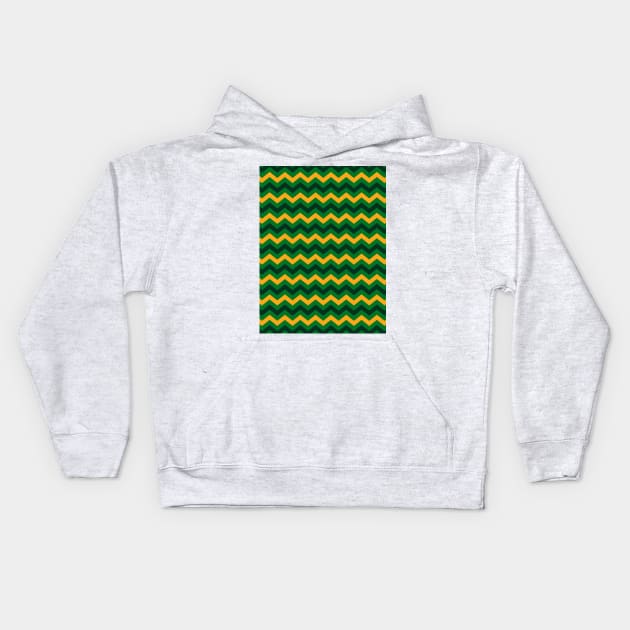 Yellow Black and Green Chevron Zigzag Pattern Kids Hoodie by squeakyricardo